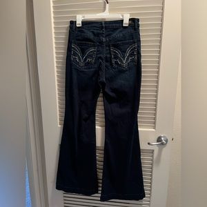 Dark dye denim wide flare legs